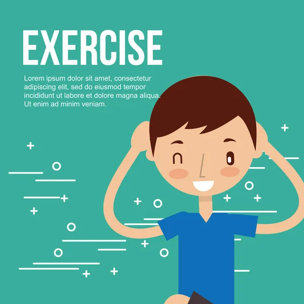 Lindo chico haciendo ejercicio estiramiento deporte — Vector de stock