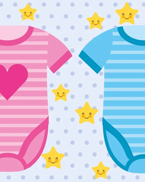 Body różowe i niebieskie ubrania dla dzieci — Wektor stockowy