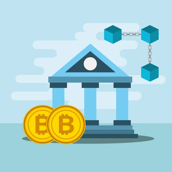 Blockchain bancaire Bitcoin crypto monnaie — Image vectorielle