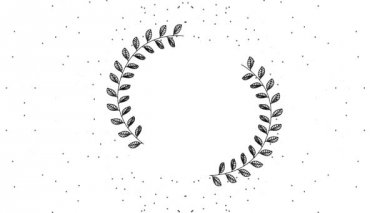 Dekoratif yuvarlak süsleme şube defne çiçekler