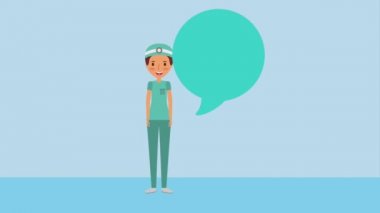 kadın doktor cerrah saniyesinde konuşma balonu