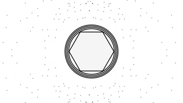 Декоративная рамка круга с шестиугольником и баннером — стоковое видео