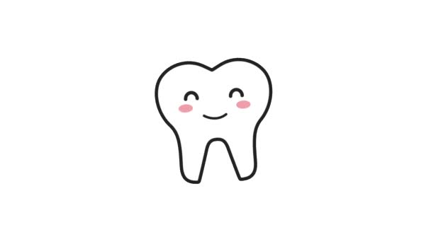 Happy smiling tooth cartoon character hygiene dental — Stock Video