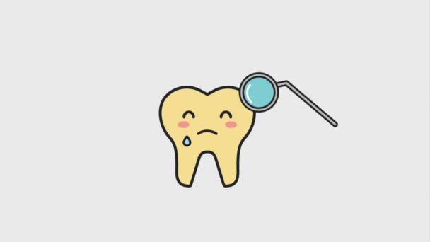 Choro do dente doente com ferramenta de higiene — Vídeo de Stock