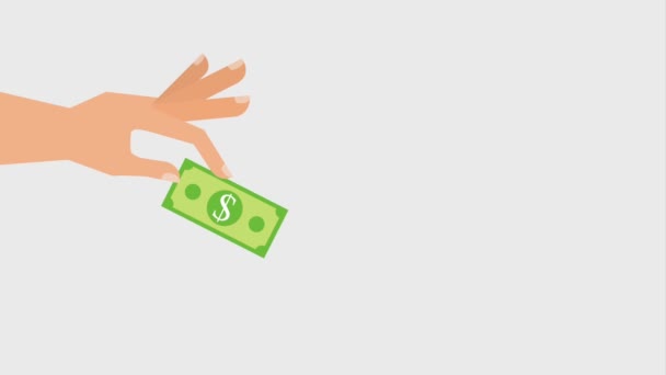 Χέρι που κρατά το τραπεζογραμμάτιο χρήματα μετρητά — Αρχείο Βίντεο