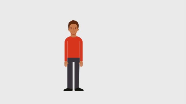 Mężczyzna stojący w pobliżu smartphone z monety pieniądze wirtualne — Wideo stockowe