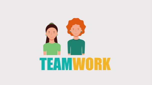 Gruppe Frauen Zeichen Teamwork Schriftzug — Stockvideo