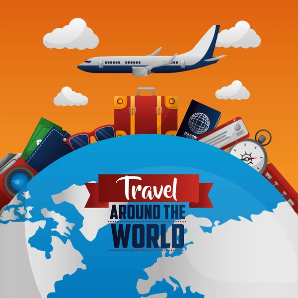 Time to travel around the world — Stock Vector