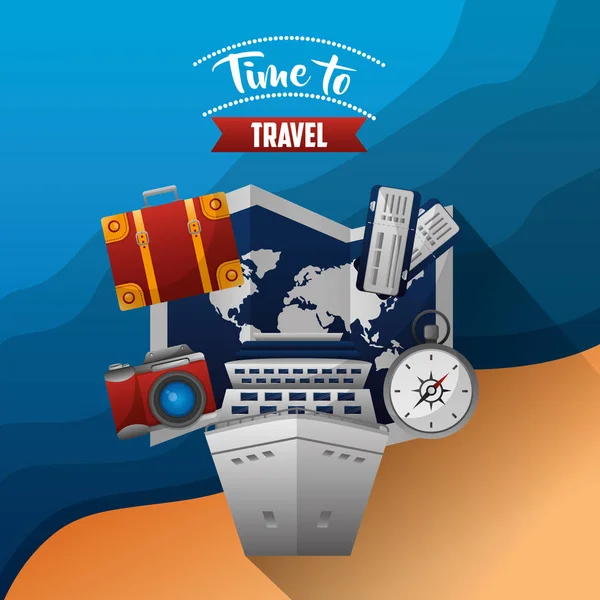 Time to travel around the world — Stock Vector