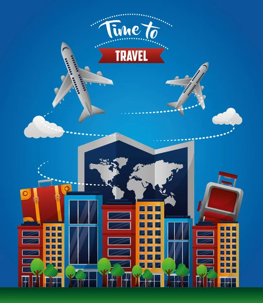 Ώρα για ταξίδια σε όλο τον κόσμο — Διανυσματικό Αρχείο