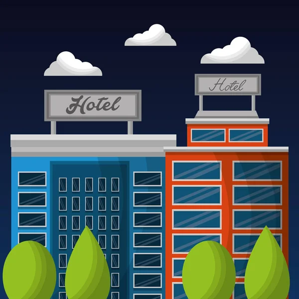 Edificio de servicio hotelero — Vector de stock