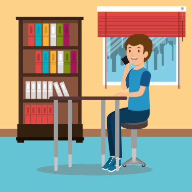 Genç adam İşyeri Ofis