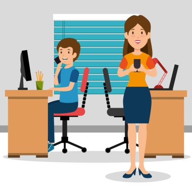 Genç çift İşyeri Ofis