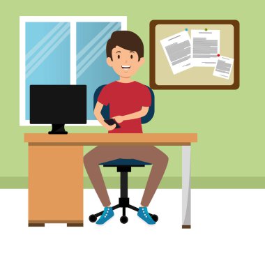 Genç adam İşyeri Ofis