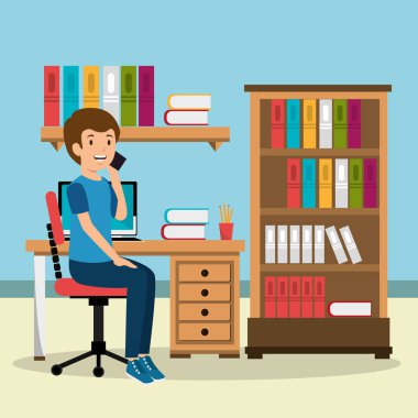 Genç adam İşyeri Ofis