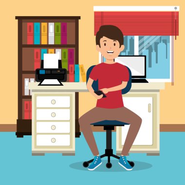 Genç adam İşyeri Ofis