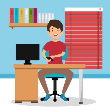 Genç adam İşyeri Ofis