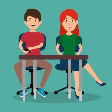 Genç çift İşyeri Ofis