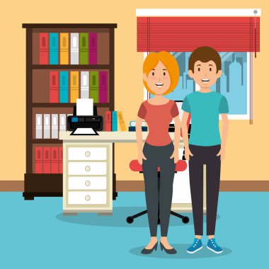 Genç çift İşyeri Ofis