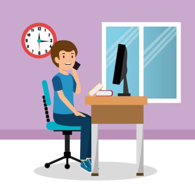 Genç adam İşyeri Ofis