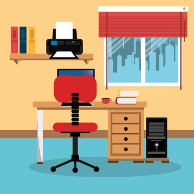 ofis işyeri sahne simgeler