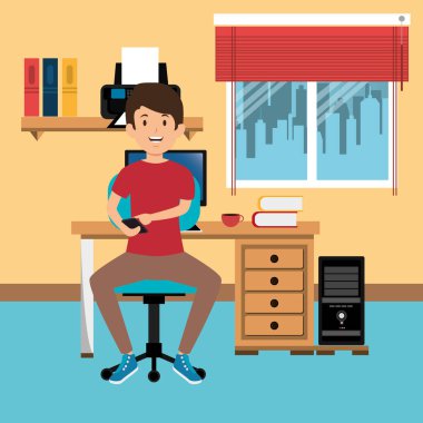 Genç adam İşyeri Ofis