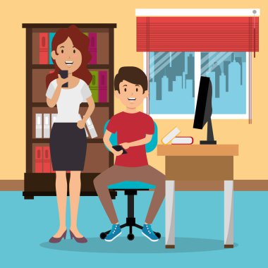 Genç çift İşyeri Ofis