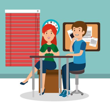 Genç çift İşyeri Ofis