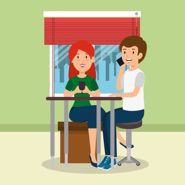 Genç çift İşyeri Ofis