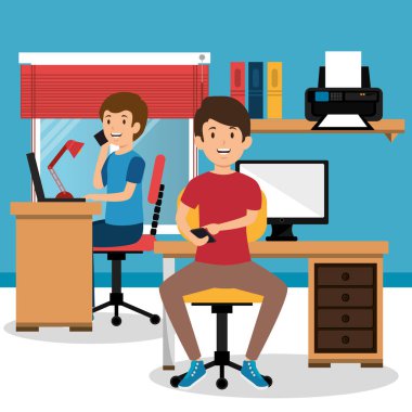 genç erkeklerde İşyeri Ofis