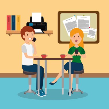 Genç çift İşyeri Ofis