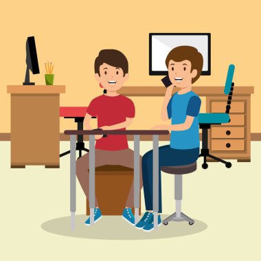 genç erkeklerde İşyeri Ofis