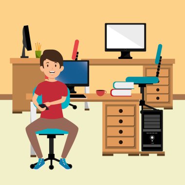 Genç adam İşyeri Ofis