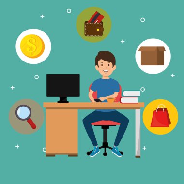 Genç adam İşyeri Ofis