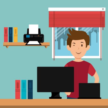 Genç adam İşyeri Ofis