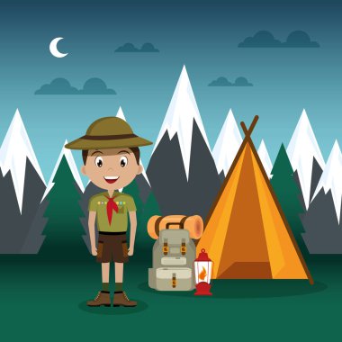 Kamp alanındaki genç izci.