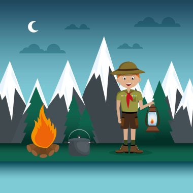 Kamp alanındaki genç izci.