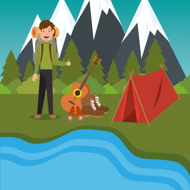 Kamp alanındaki genç izci.