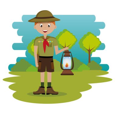 Kamp alanındaki genç izci.