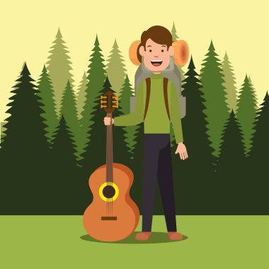 Kamp alanındaki genç izci.