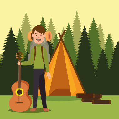 Kamp alanındaki genç izci.