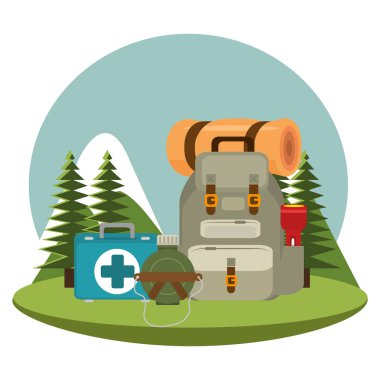 ekipman ile kamp bölgesi