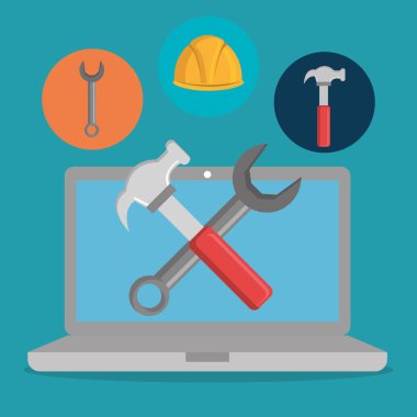 yapım aşamasında dizüstü bilgisayar ile Web sayfası