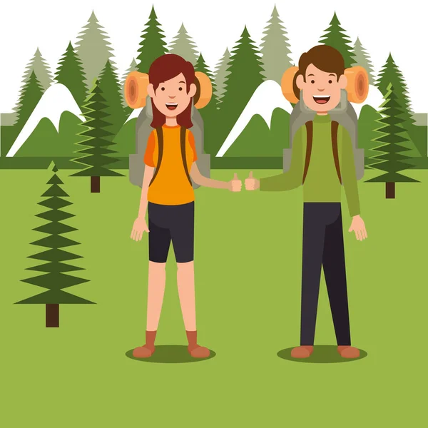 Çift izci kamp bölgesi sahnesinde