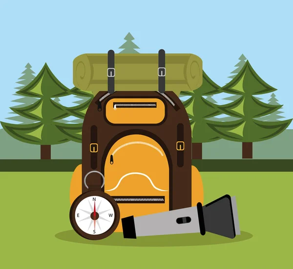 Camping zone with equipment — Stock Vector