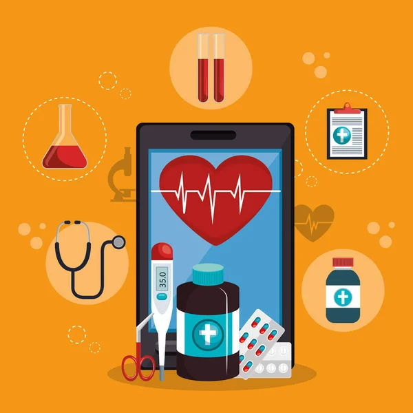 Tele geneeskunde online met smartphone — Stockvector