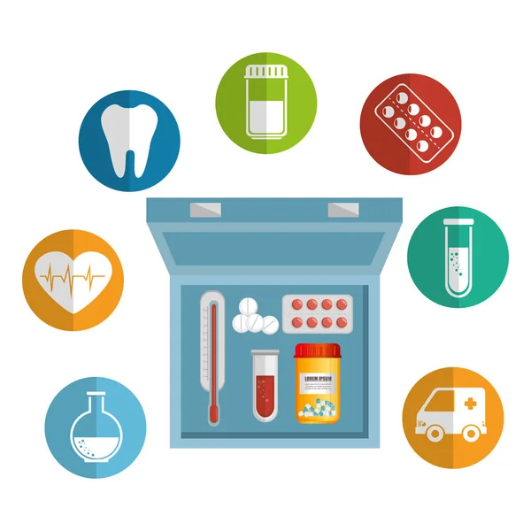 Medische gezondheidszorg met set pictogrammen — Stockvector