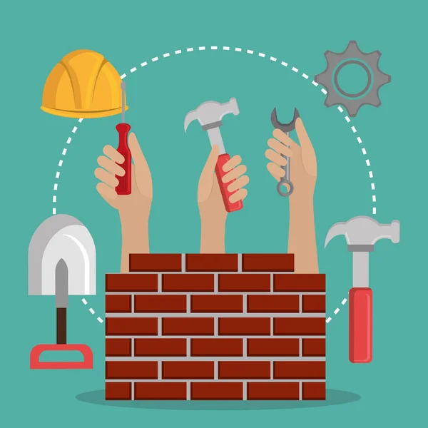 Hands Workers Construction Icons Vector Illustration Design — Stock Vector