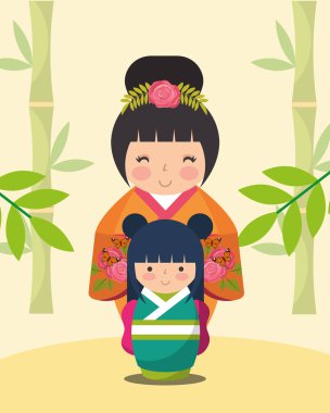 Japon kokeshi bebek kimono