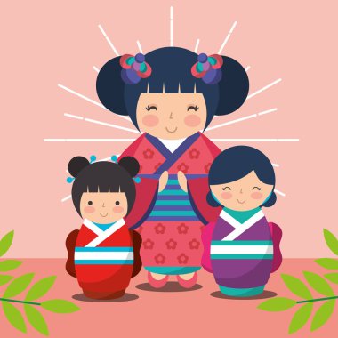 Japon kokeshi bebek kimono